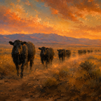ARBYNART Vintage Americana Art | The Dusk Parade on the Plains