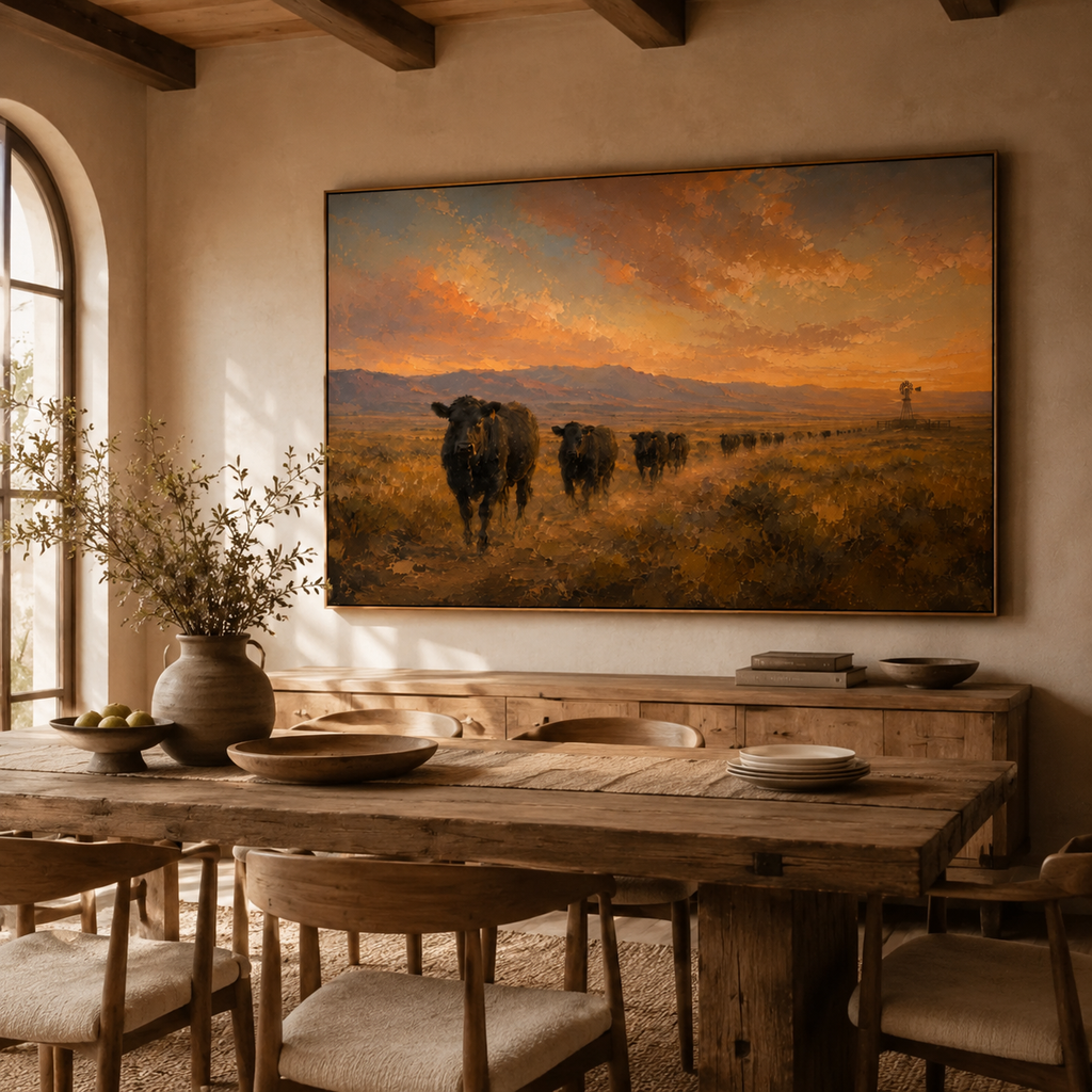ARBYNART Vintage Americana Art | The Dusk Parade on the Plains