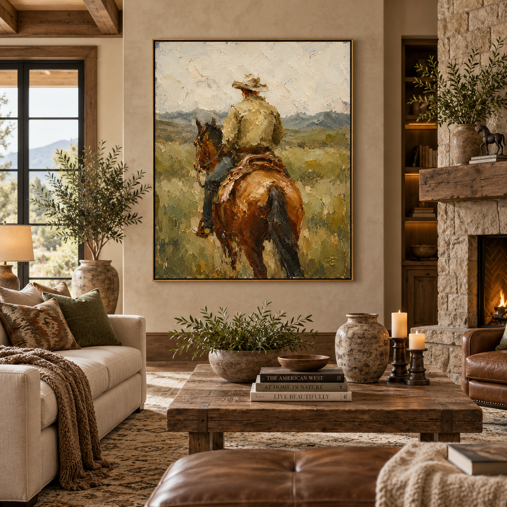 ARBYNART Vintage Americana Art | The Quiet Gaze Toward the Range