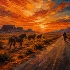 ARBYNART Vintage Americana Art | The Western Sun's Departure