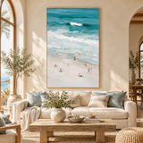 ARBYNART Impressionist Art | Tiny Surfers on a Vast Pale Beach