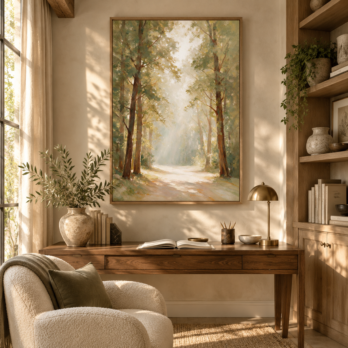ARBYNART Impressionist Art | Tree Rows along a Sunlit Road