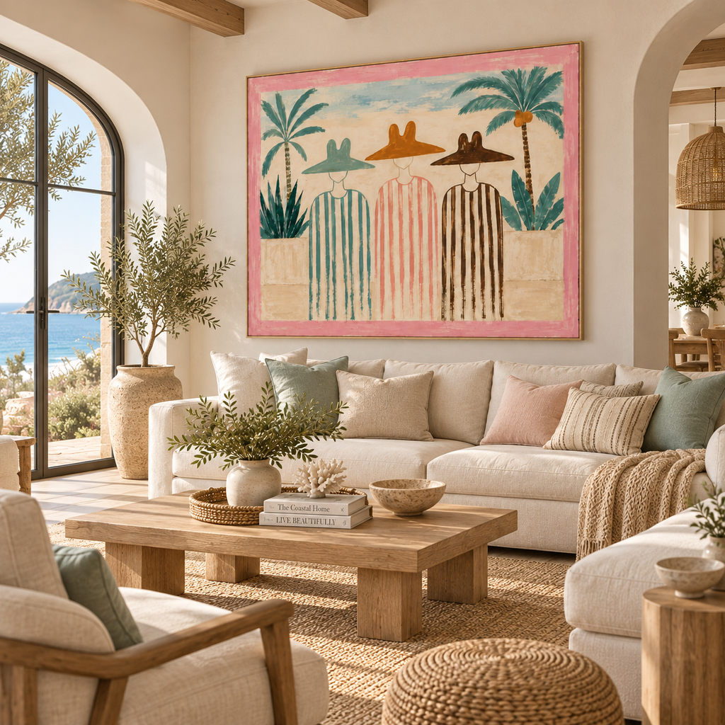 ARBYNART Vintage Americana Art | Trio Standing by the Palms