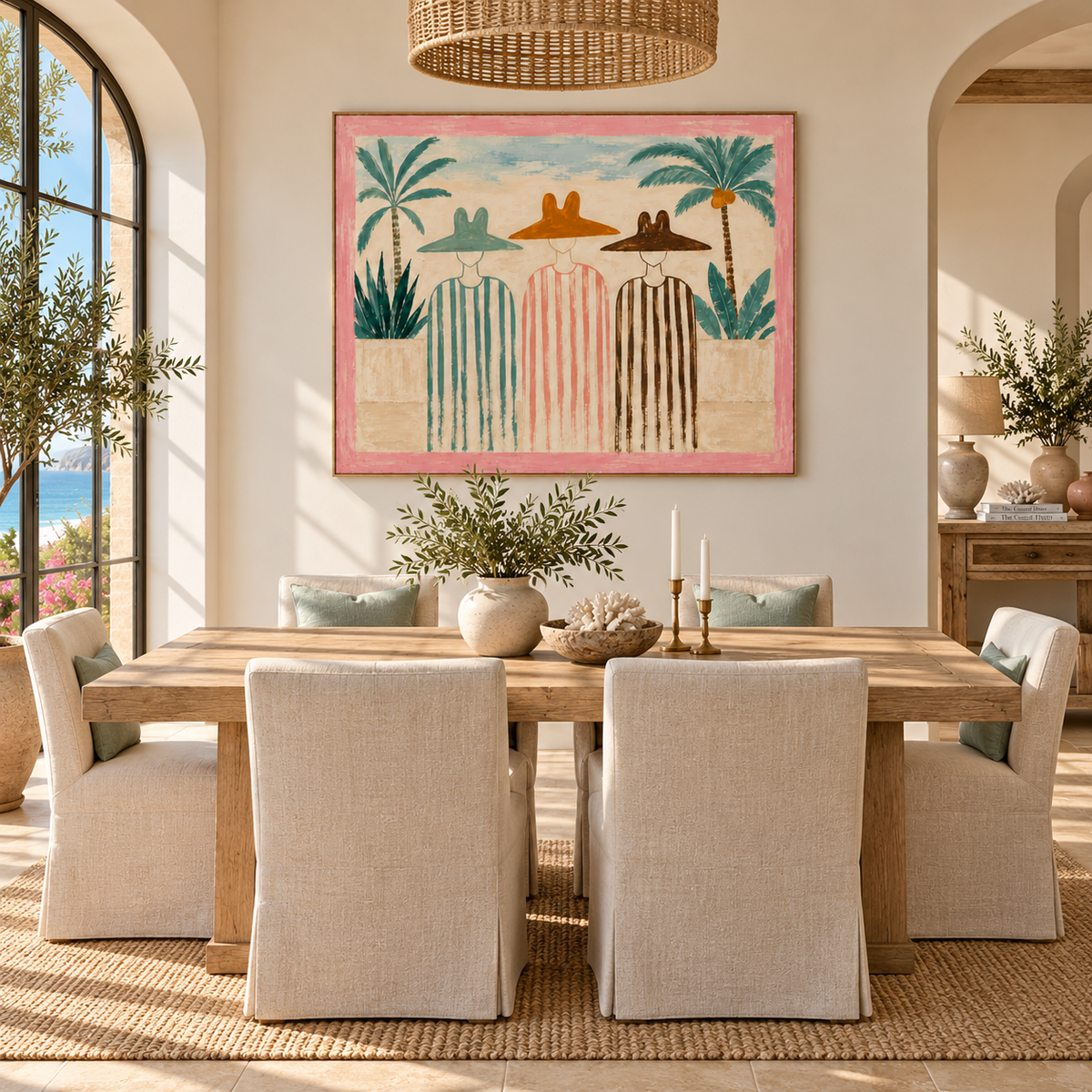 ARBYNART Vintage Americana Art | Trio Standing by the Palms