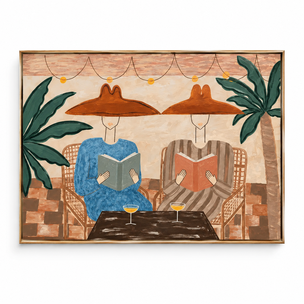 ARBYNART Vintage Americana Art | Tropical Reading Duo