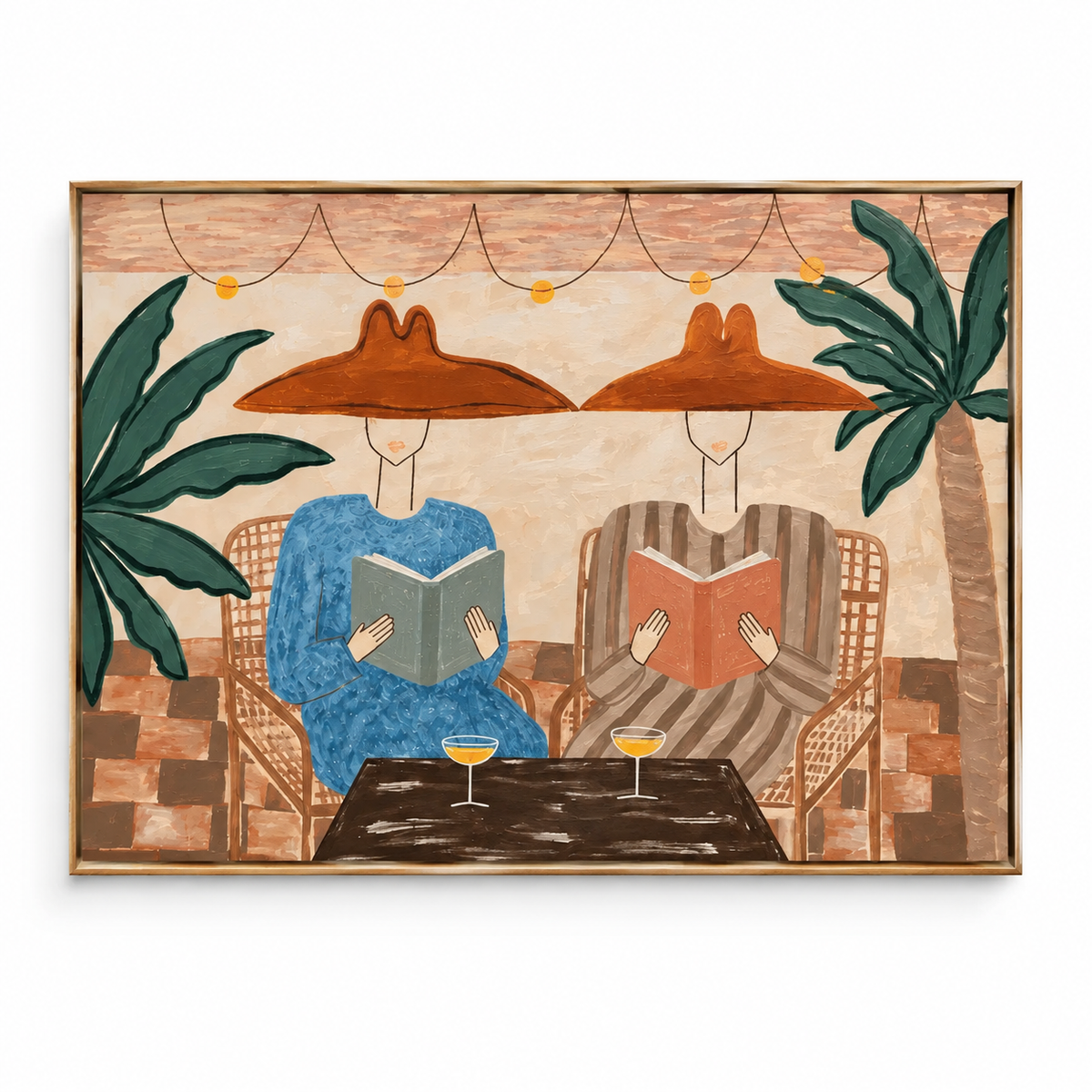 ARBYNART Vintage Americana Art | Tropical Reading Duo