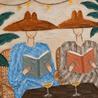 ARBYNART Vintage Americana Art | Tropical Reading Duo