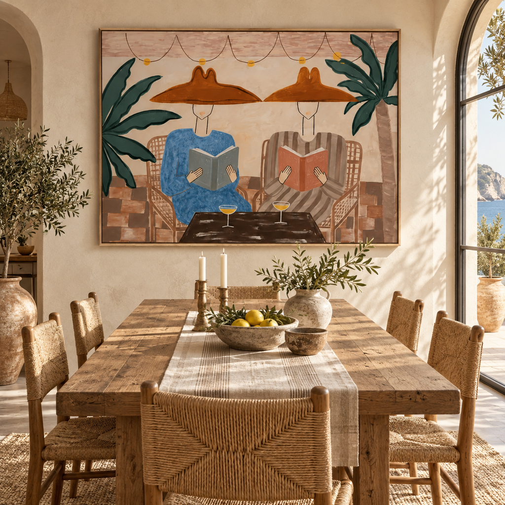 ARBYNART Vintage Americana Art | Tropical Reading Duo