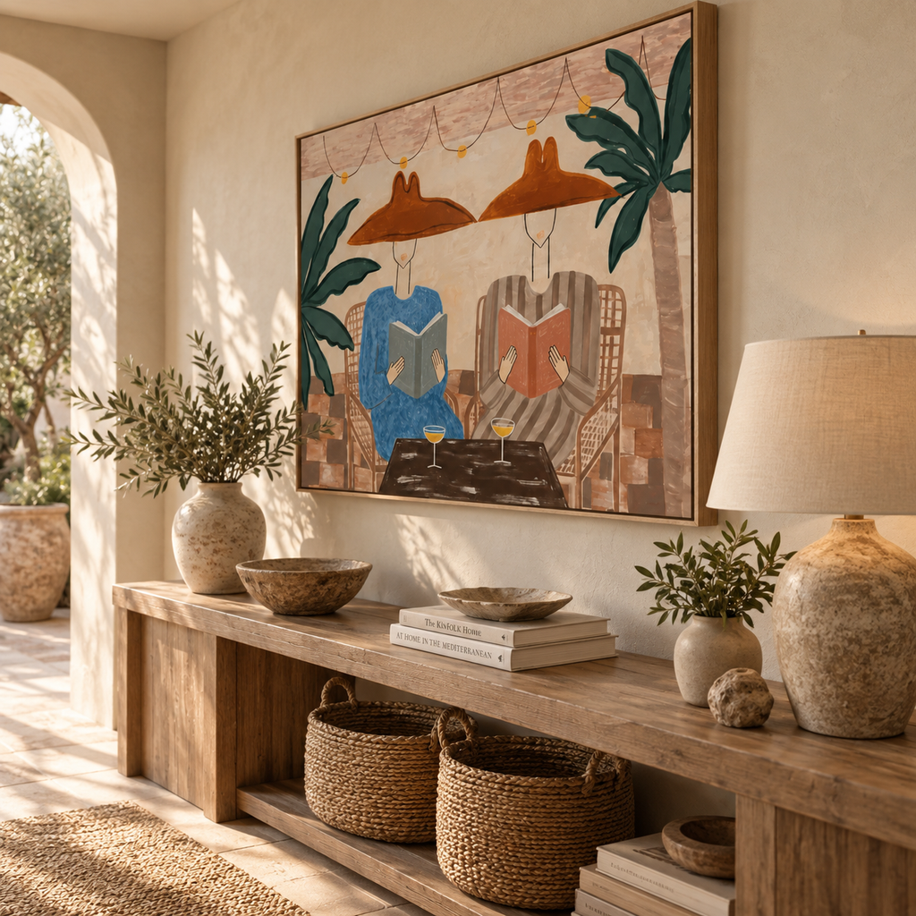 ARBYNART Vintage Americana Art | Tropical Reading Duo