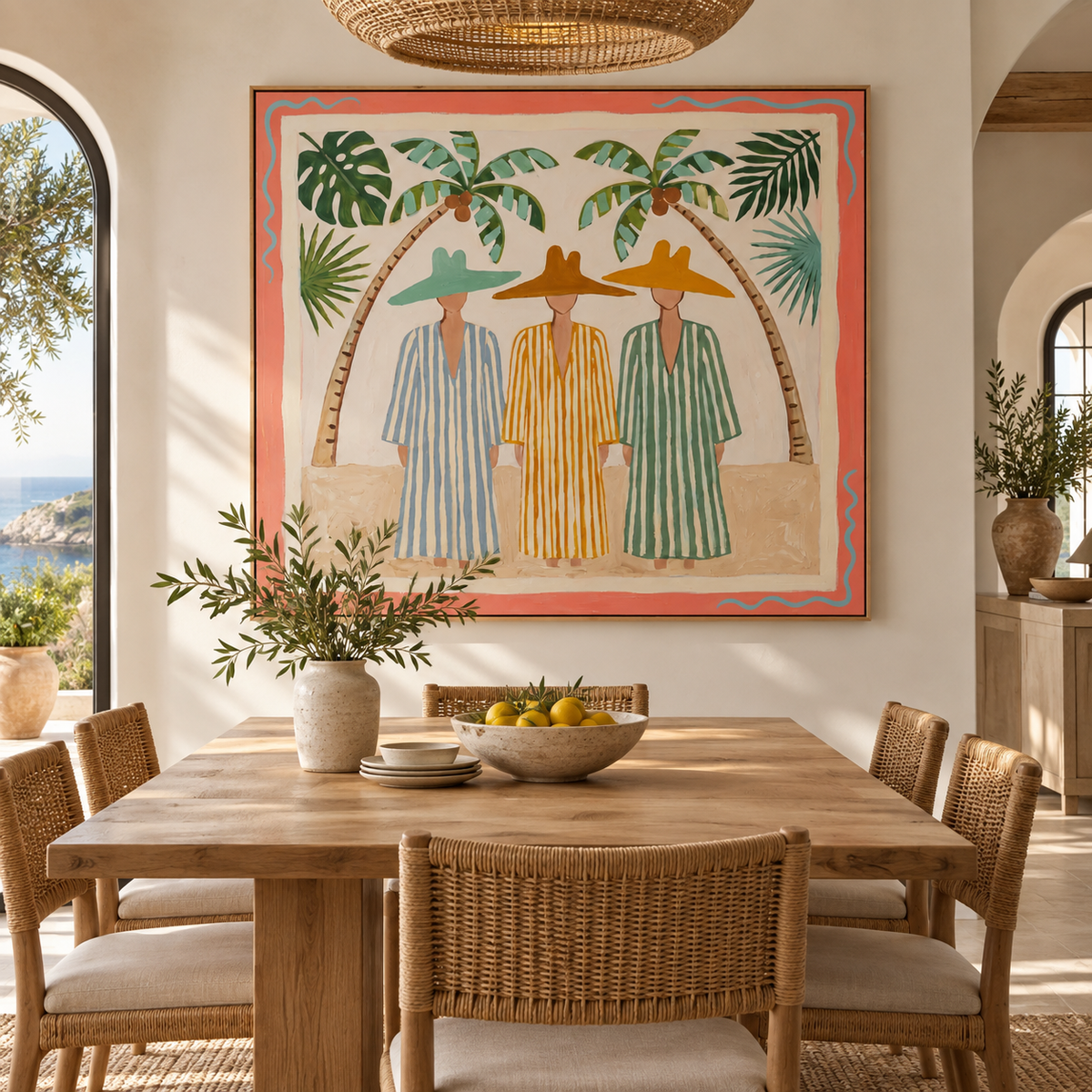 ARBYNART Vintage Americana Art | Tropical Trio Under Palms