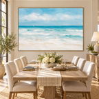 ARBYNART Impressionist Art | Turquoise Surf under White Clouds
