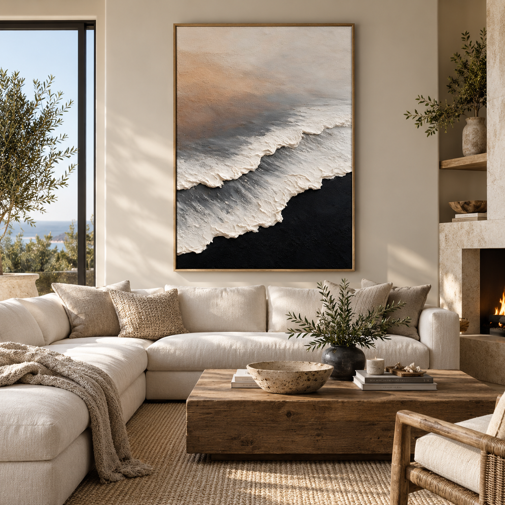 ARBYNART Abstract Art | Twilight Waves on Obsidian Sands