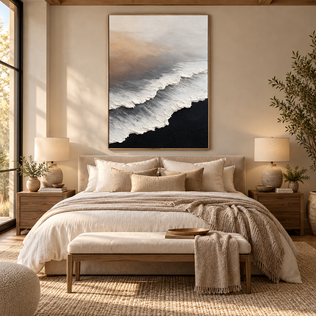 ARBYNART Abstract Art | Twilight Waves on Obsidian Sands