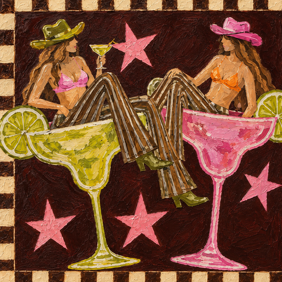 ARBYNART POP Art | Twin Cowgirls on the Rocks