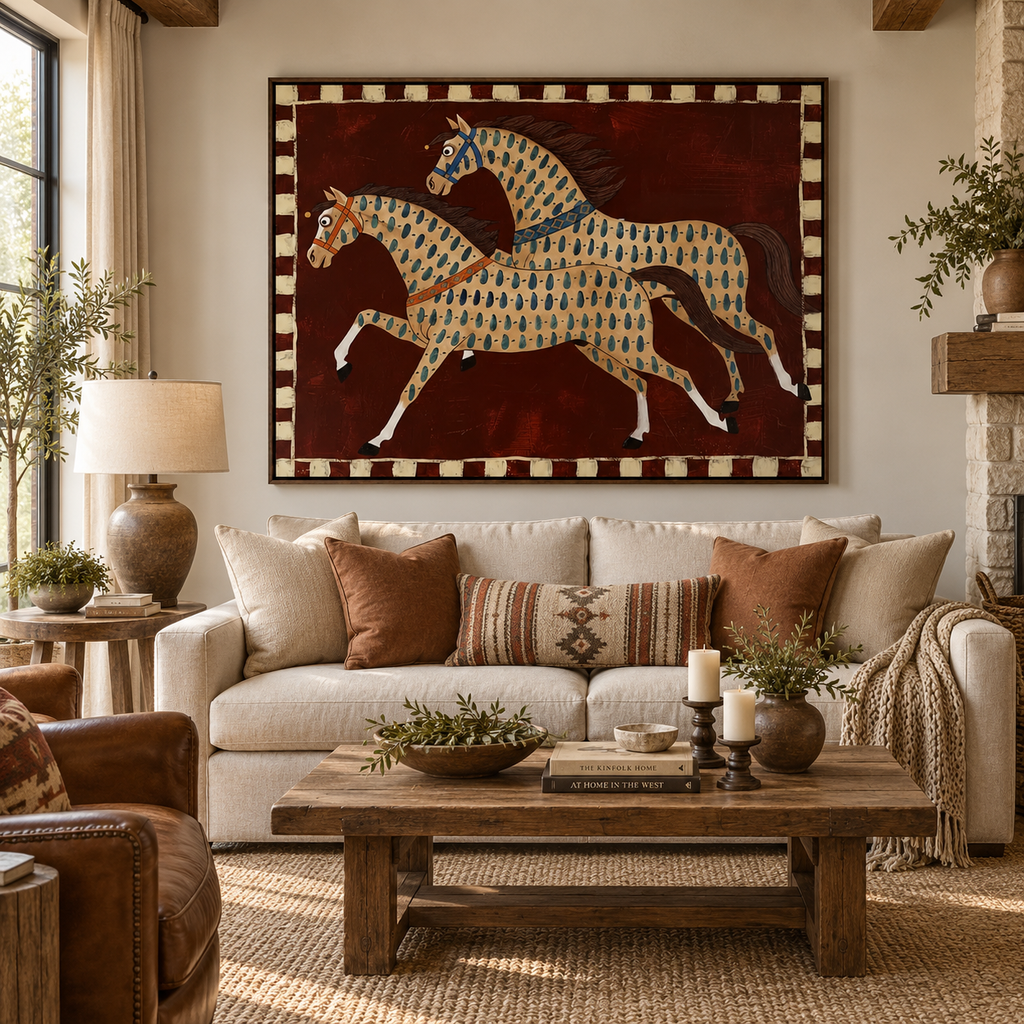 ARBYNART Vintage Americana Art | Two Painted Steeds