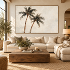 ARBYNART Impressionist Art | Two Palm Trees on Pale Ground