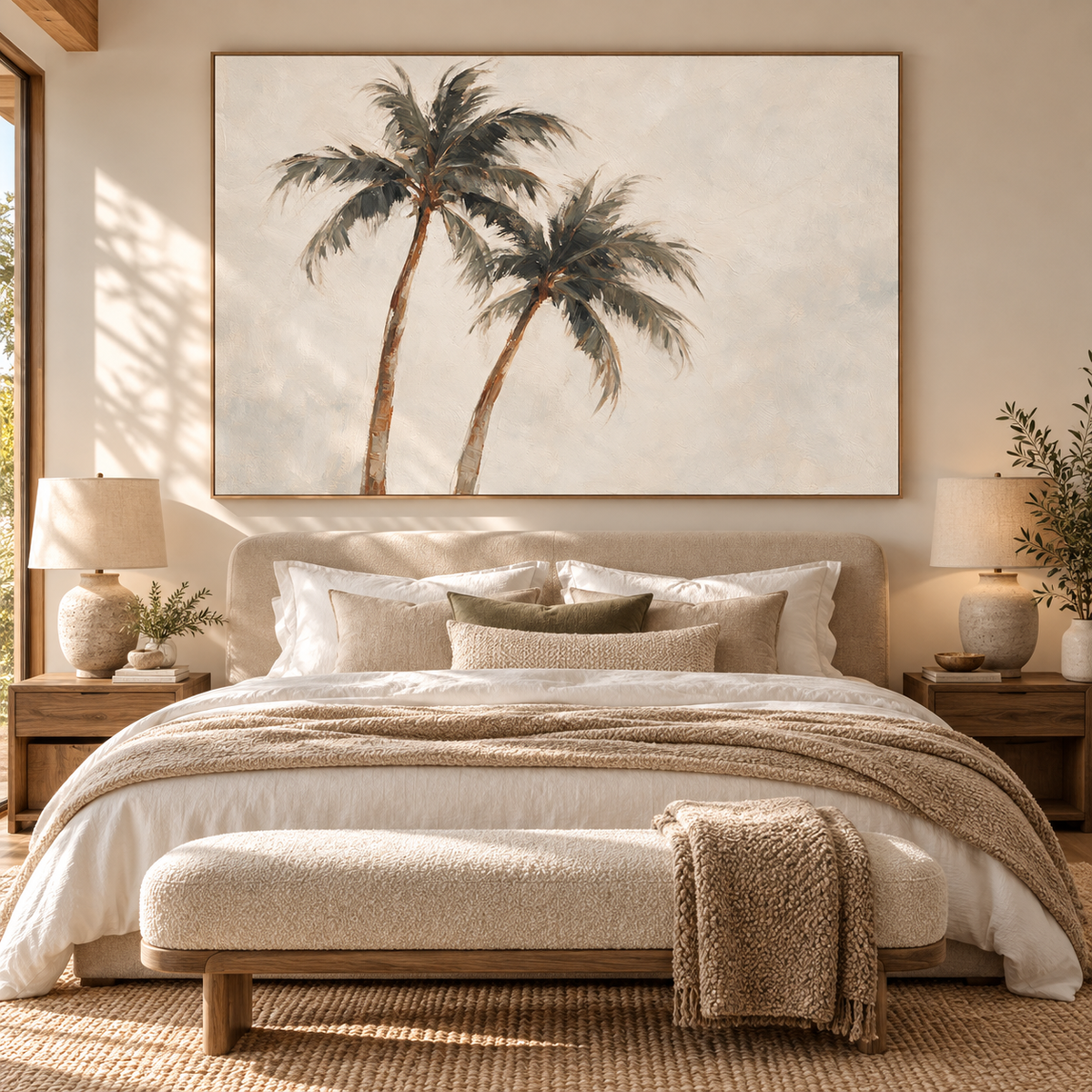 ARBYNART Impressionist Art | Two Palm Trees on Pale Ground