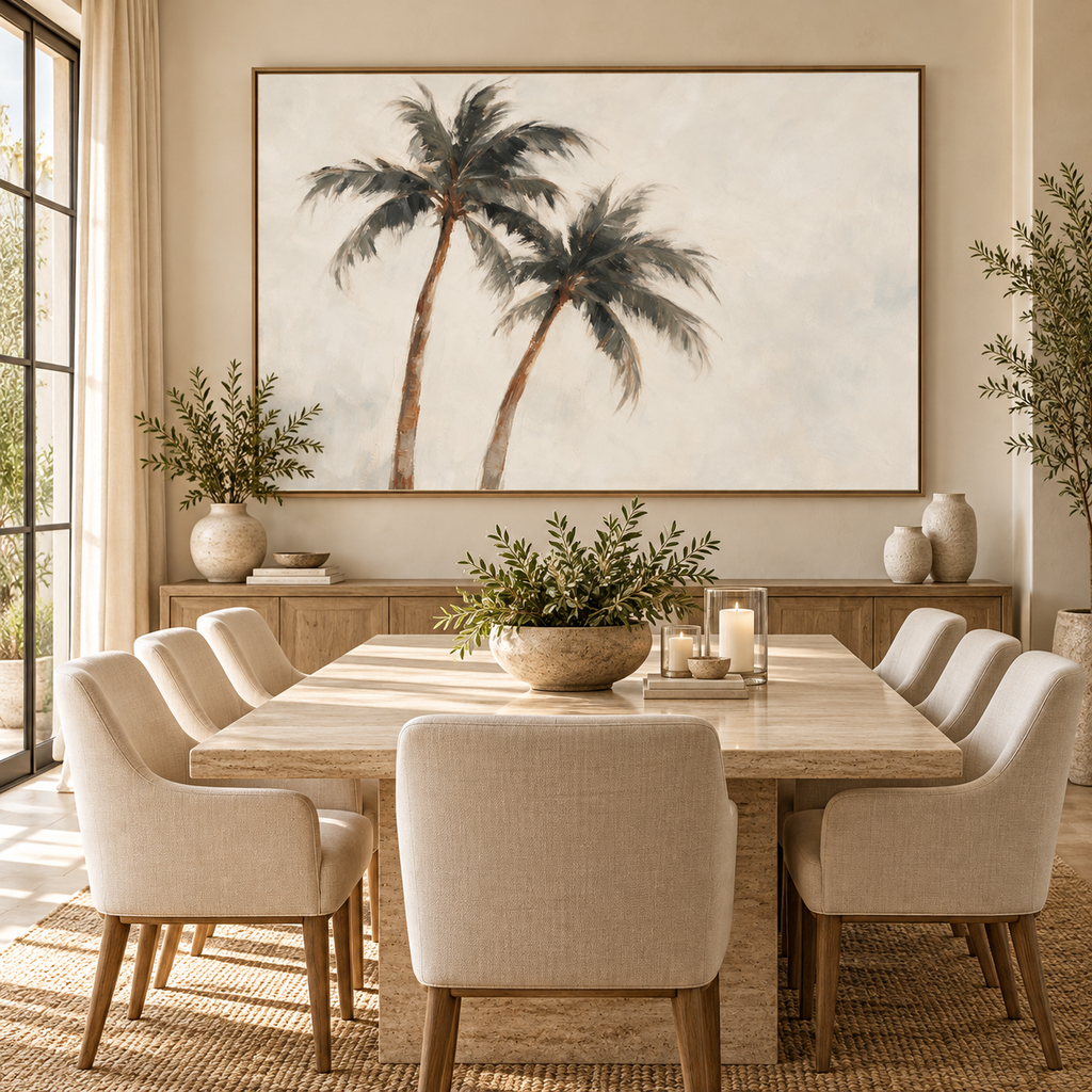 ARBYNART Impressionist Art | Two Palm Trees on Pale Ground