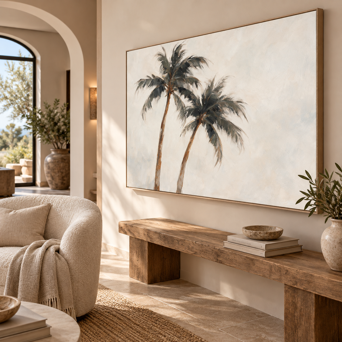 ARBYNART Impressionist Art | Two Palm Trees on Pale Ground