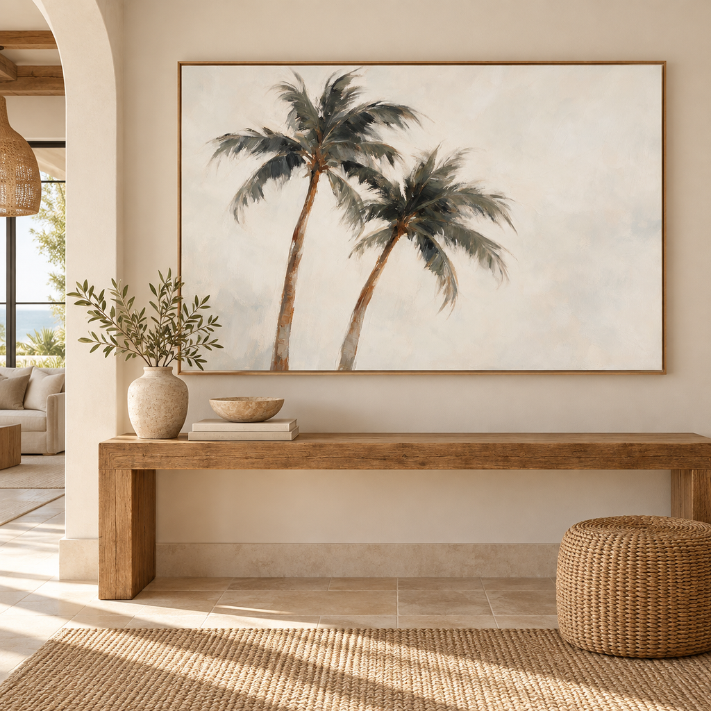 ARBYNART Impressionist Art | Two Palm Trees on Pale Ground