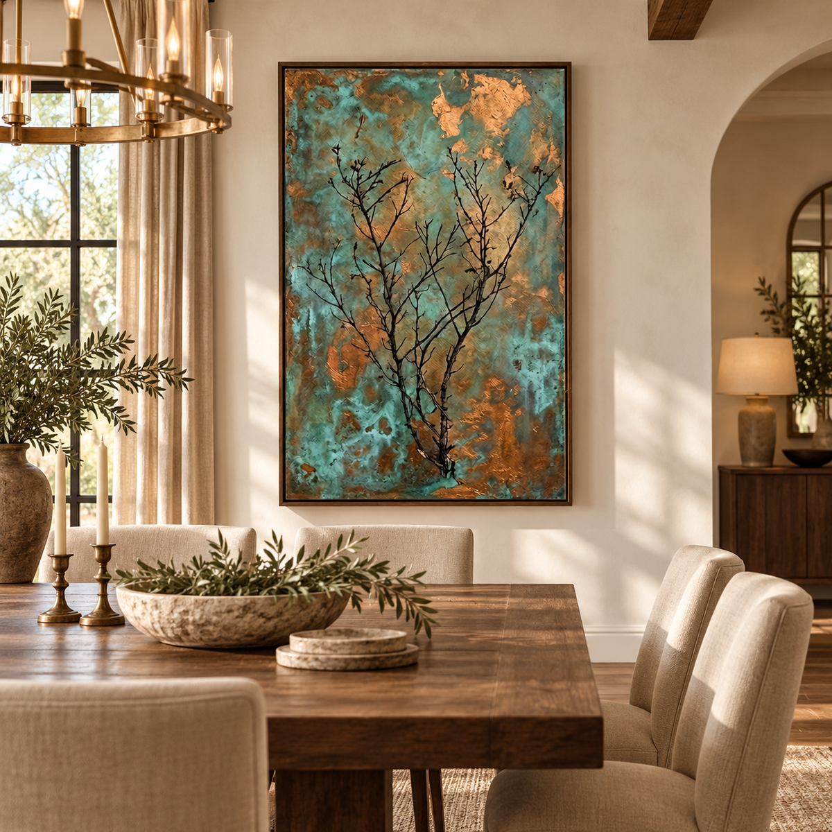 ARBYNART Wabi-Sabi Art | Verdigris Branch Poem