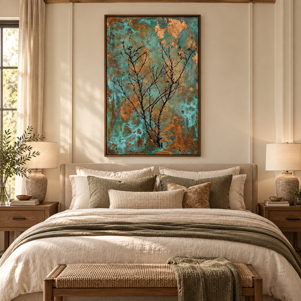 ARBYNART Wabi-Sabi Art | Verdigris Branch Poem