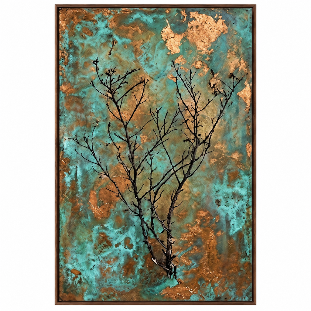 ARBYNART Wabi-Sabi Art | Verdigris Branch Poem
