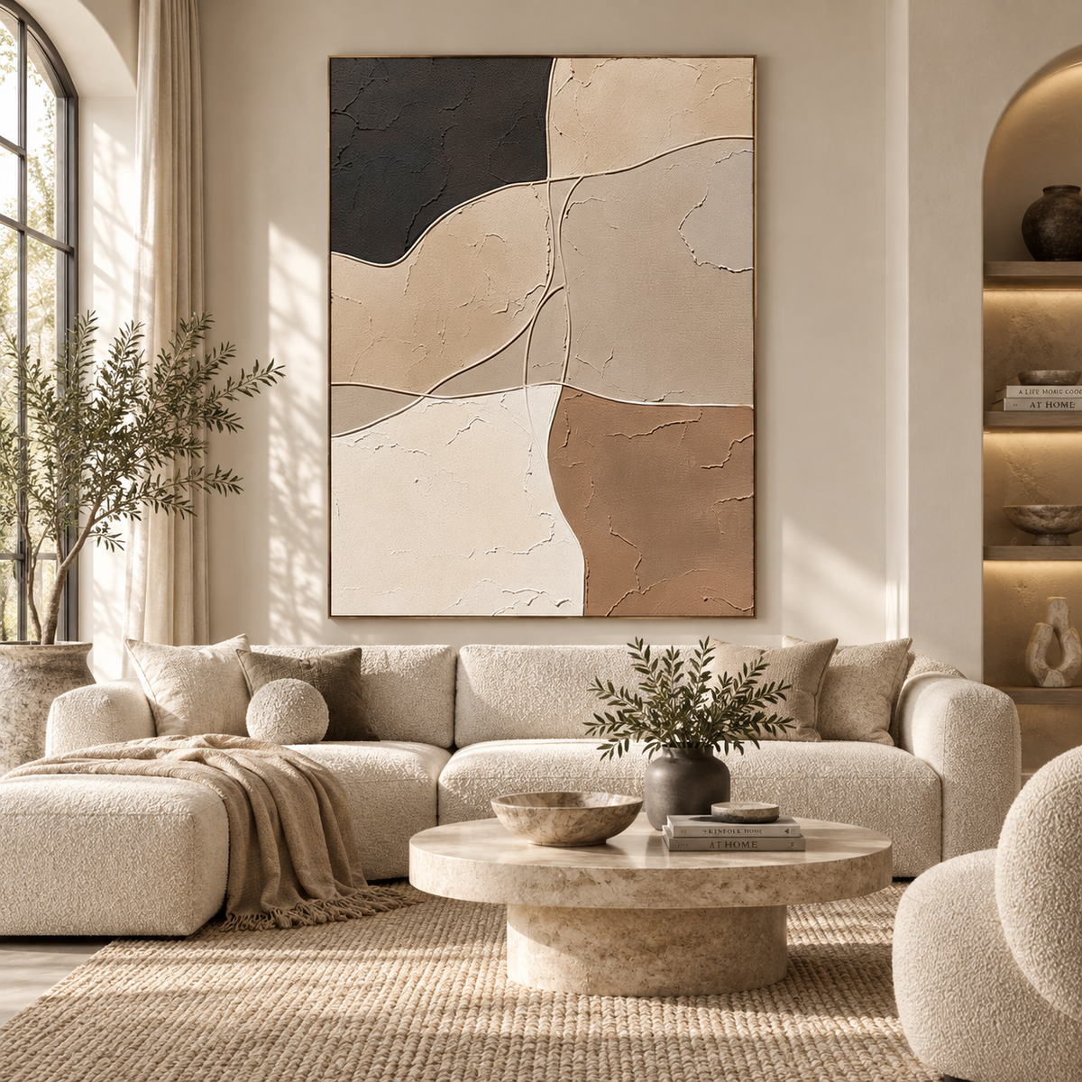 ARBYNART 3D Textured Art | Warm Curve Blocks