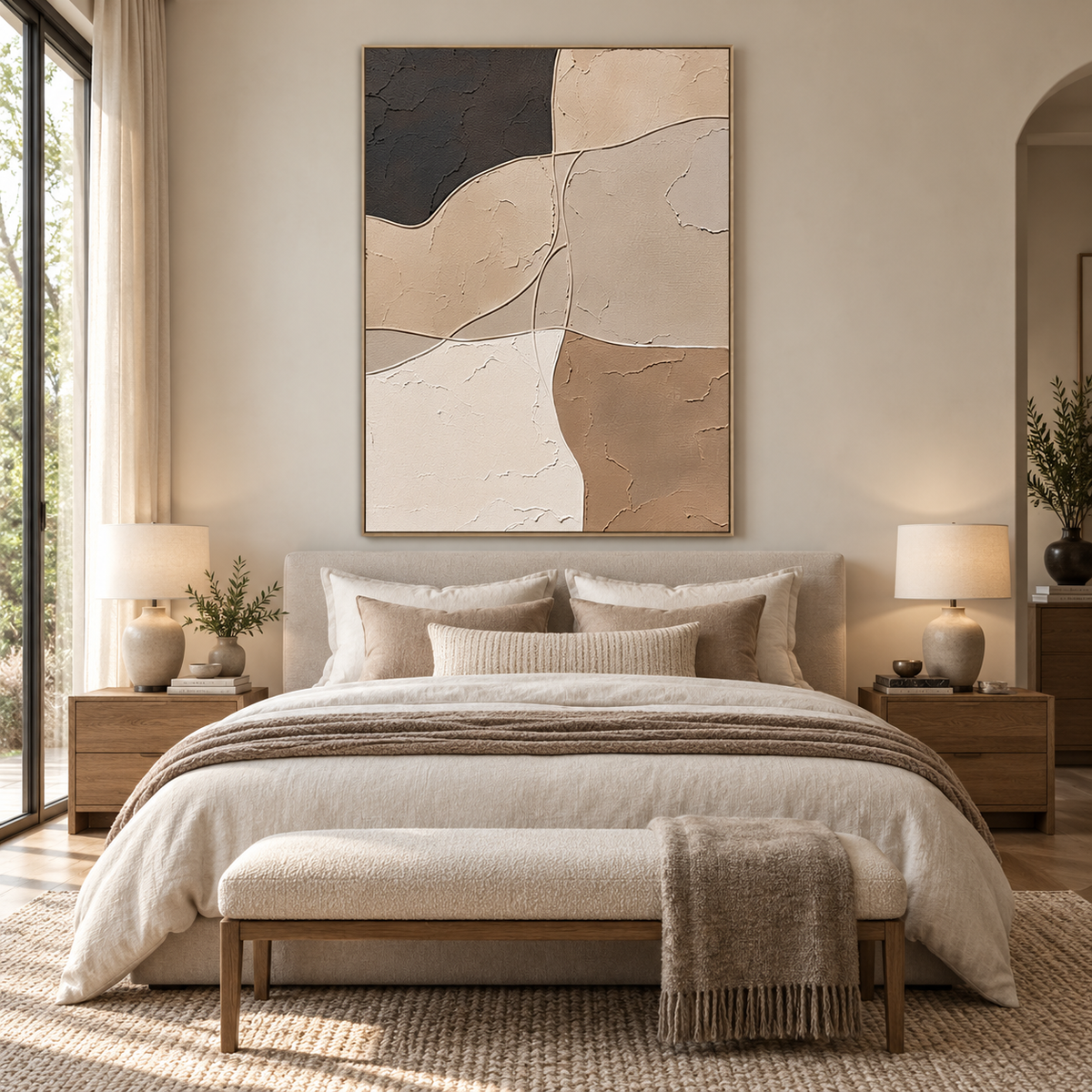 ARBYNART 3D Textured Art | Warm Curve Blocks