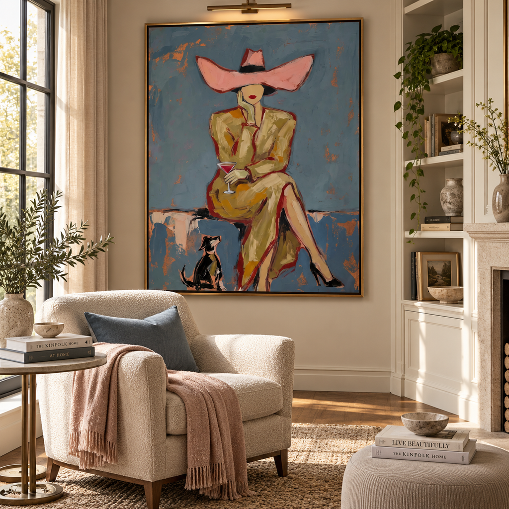 ARBYNART Vintage Americana Art | Western Lady's Sip