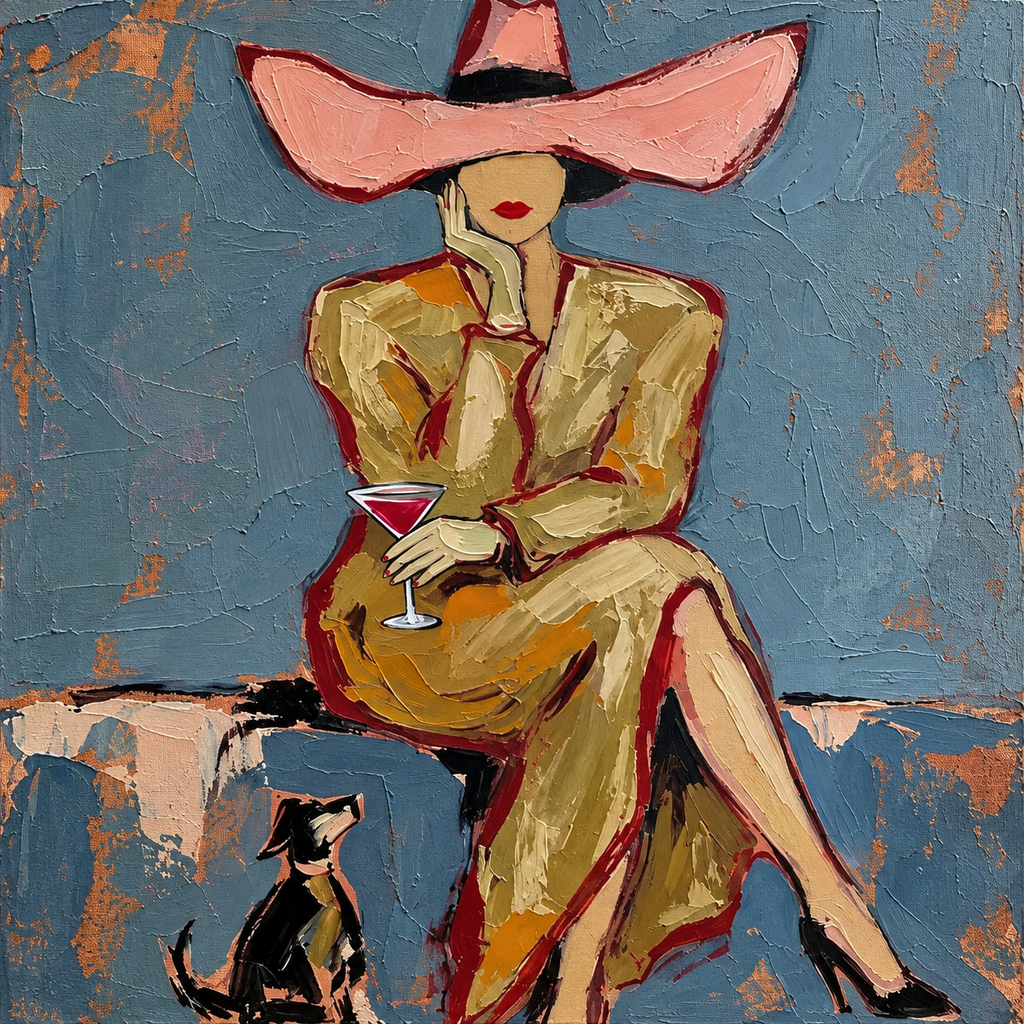 ARBYNART Vintage Americana Art | Western Lady's Sip
