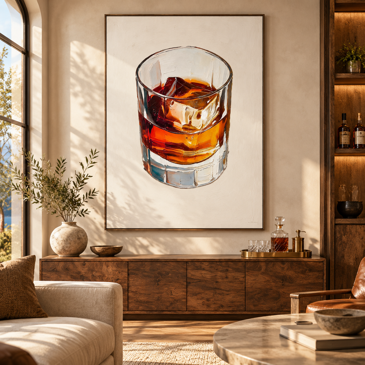 ARBYNART 3D Textured Art | Whiskey on the Rocks