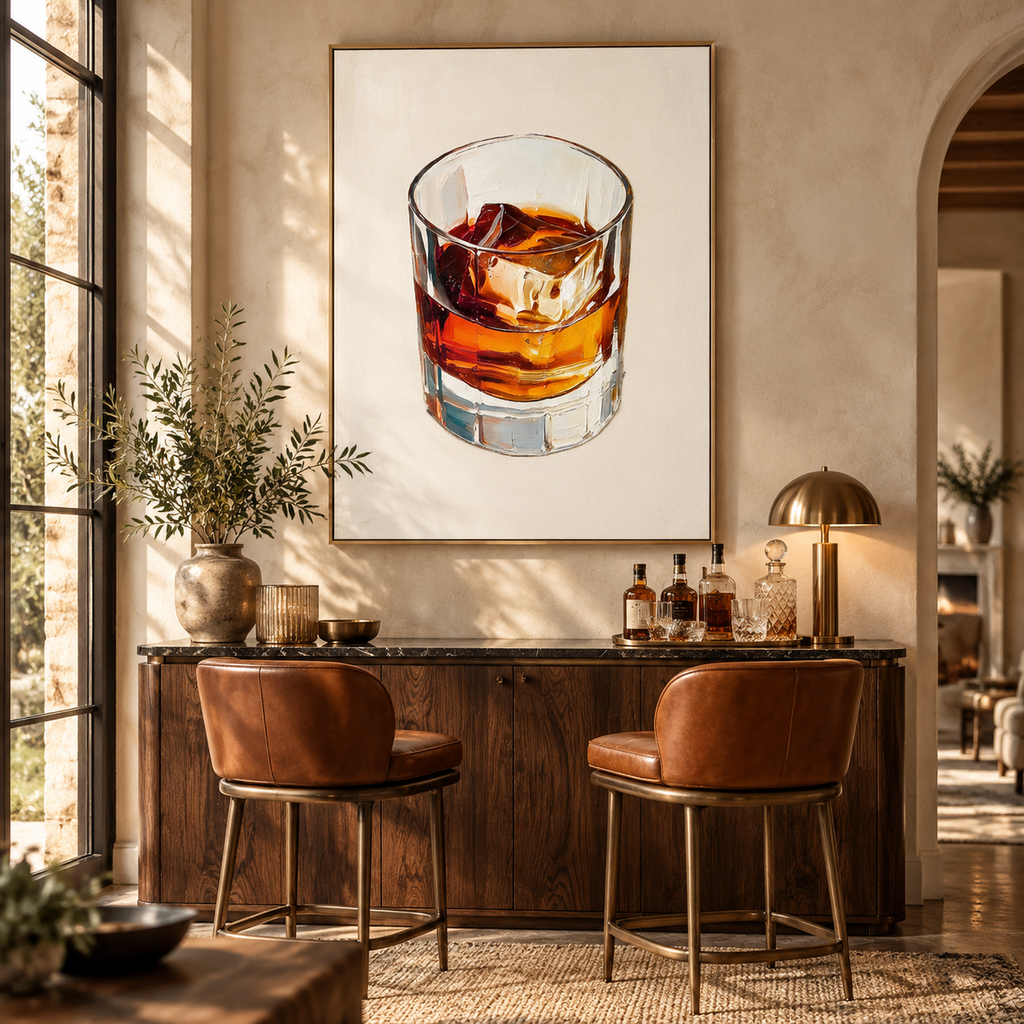 ARBYNART 3D Textured Art | Whiskey on the Rocks