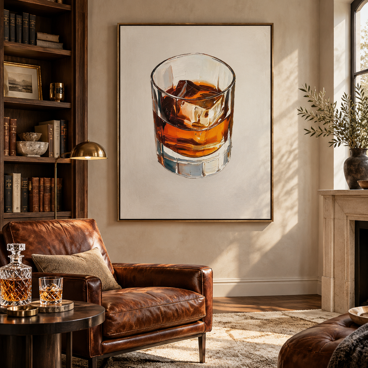 ARBYNART 3D Textured Art | Whiskey on the Rocks