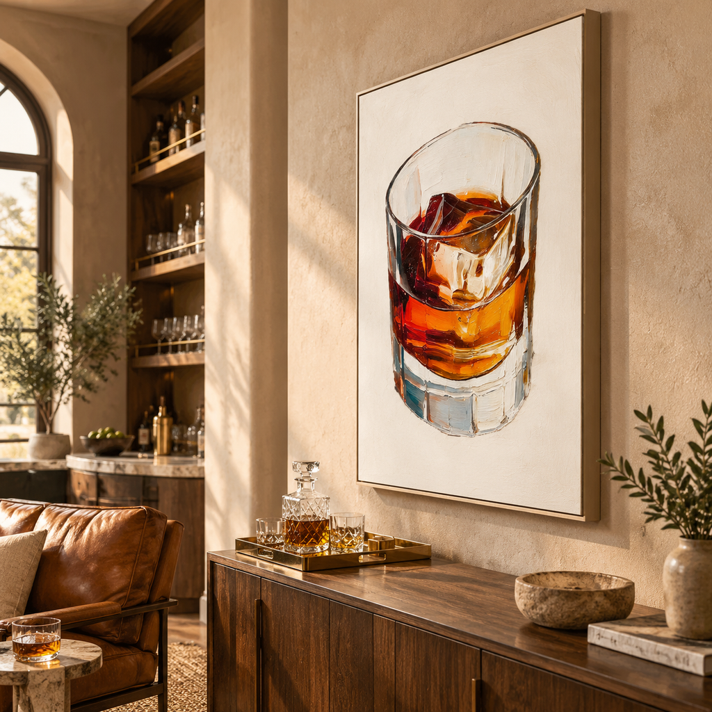 ARBYNART 3D Textured Art | Whiskey on the Rocks