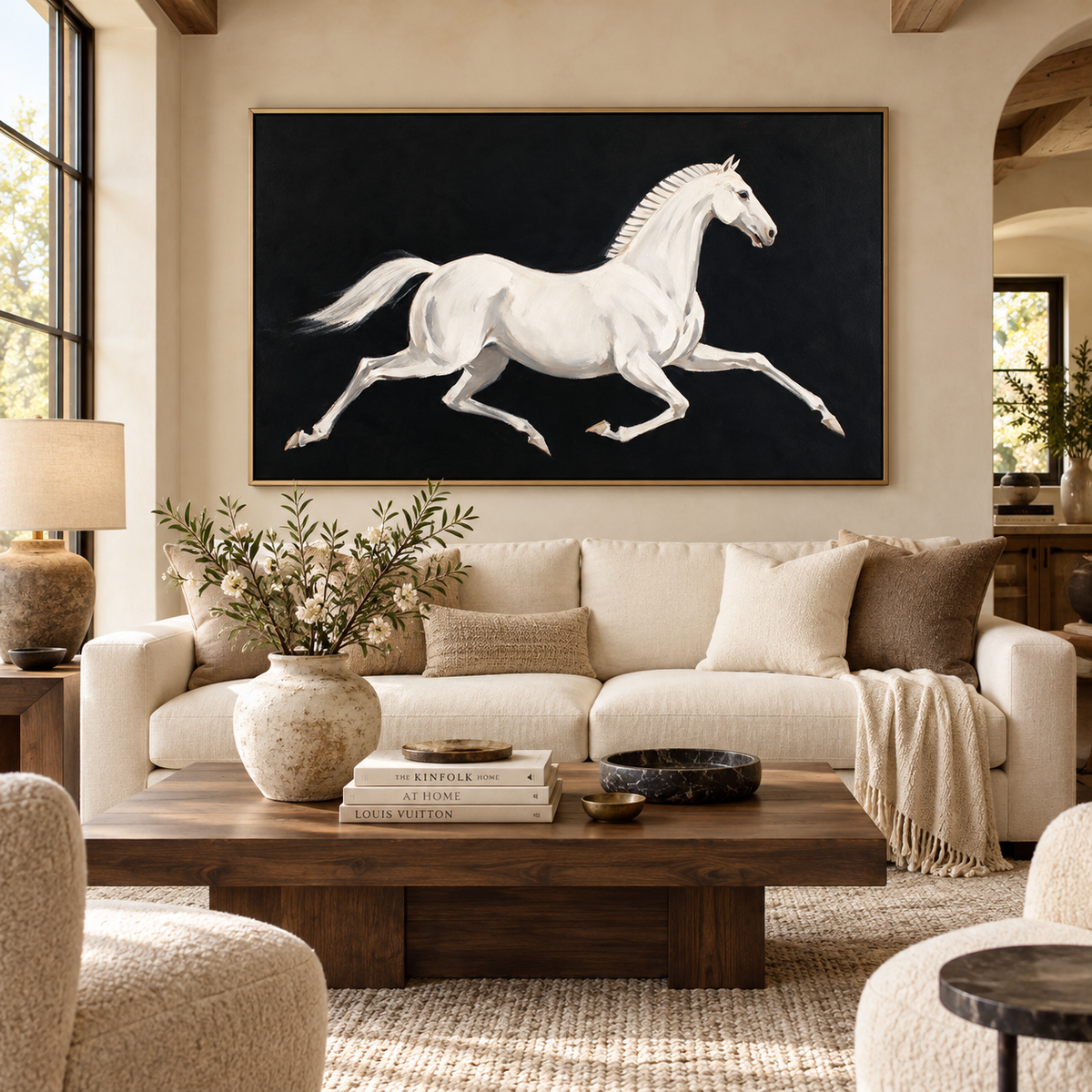 ARBYNART Americana Art | White Horse Against Black