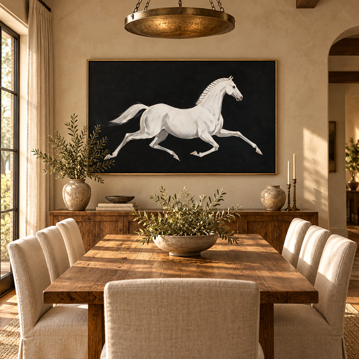 ARBYNART Americana Art | White Horse Against Black