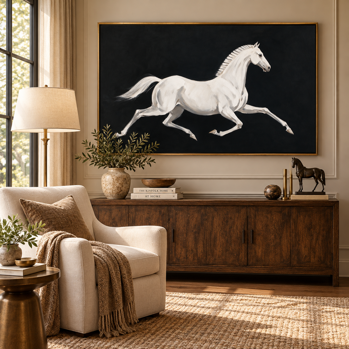 ARBYNART Americana Art | White Horse Against Black