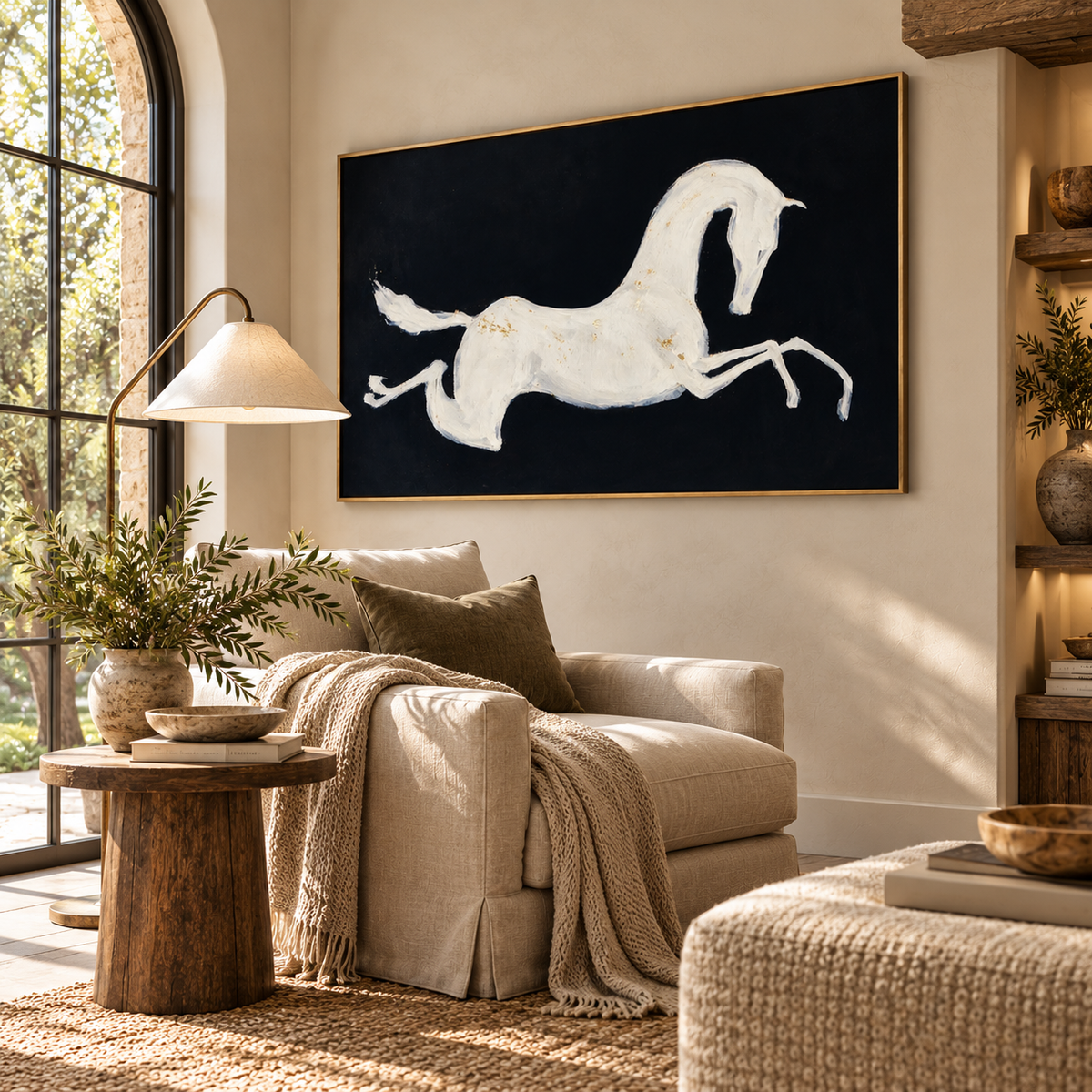 ARBYNART Americana Art | White Horse as a Silhouette