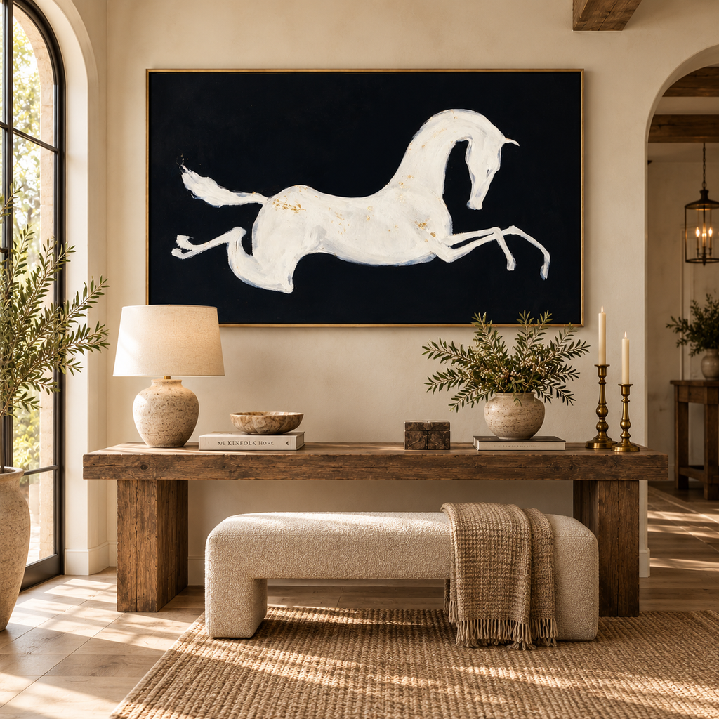 ARBYNART Americana Art | White Horse as a Silhouette