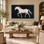 ARBYNART Americana Art | White Horse on Black Ground