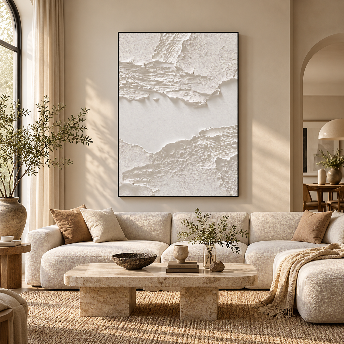ARBYNART 3D Textured Art | White Layered Peel