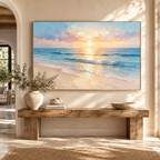 ARBYNART Impressionist Art | Wide Golden Path on Wet Sand