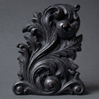 Obsidian Scroll — botanical wood sculpture