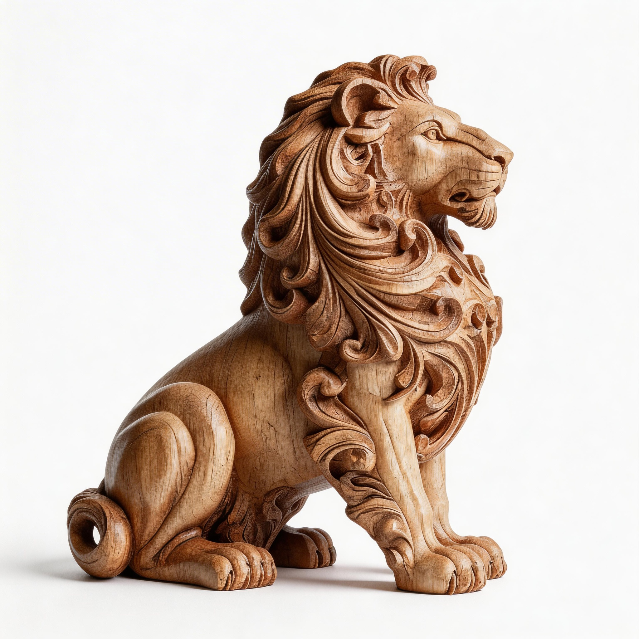 ARBYNART Ornate Lion Wood Sculpture