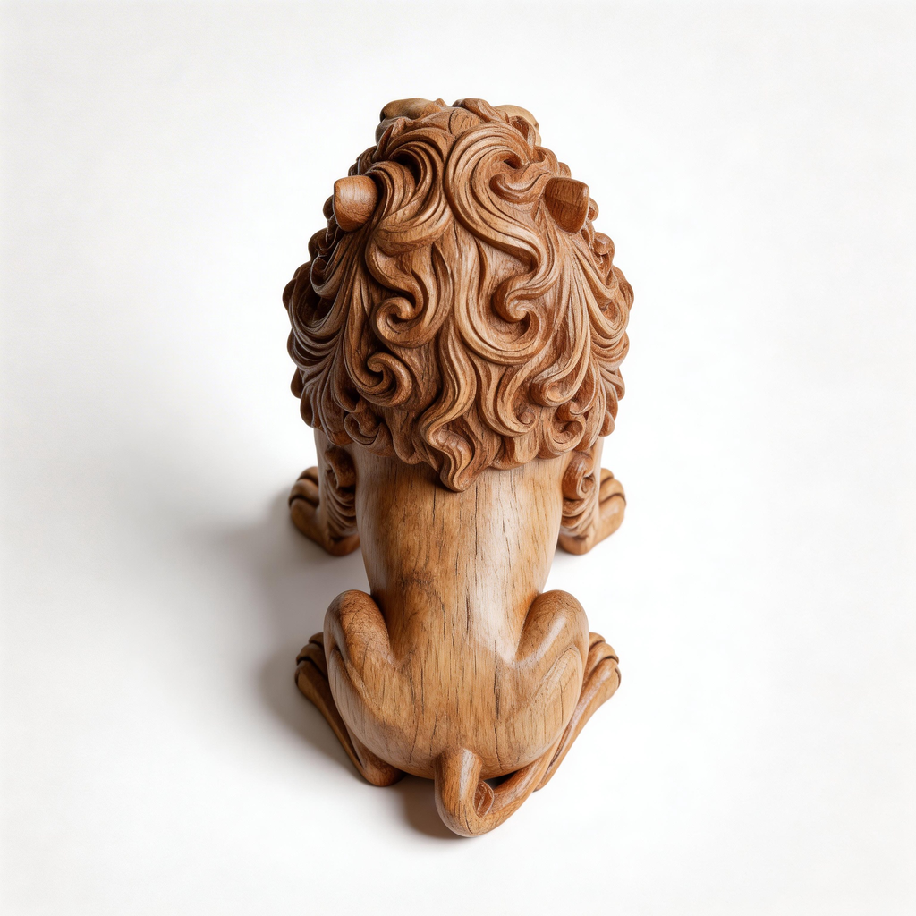 ARBYNART Ornate Lion Wood Sculpture