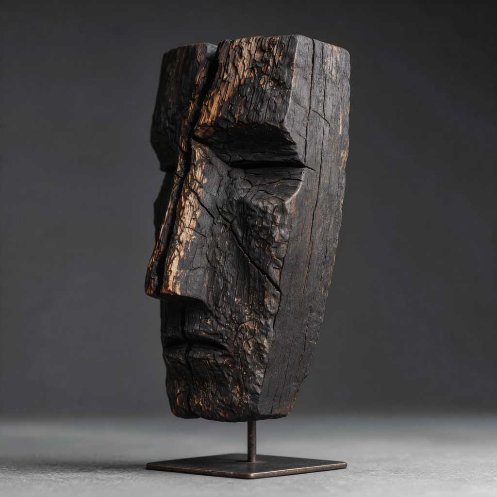 ARBYNART Charred Totem Face Sculpture