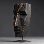 ARBYNART Charred Totem Face Sculpture