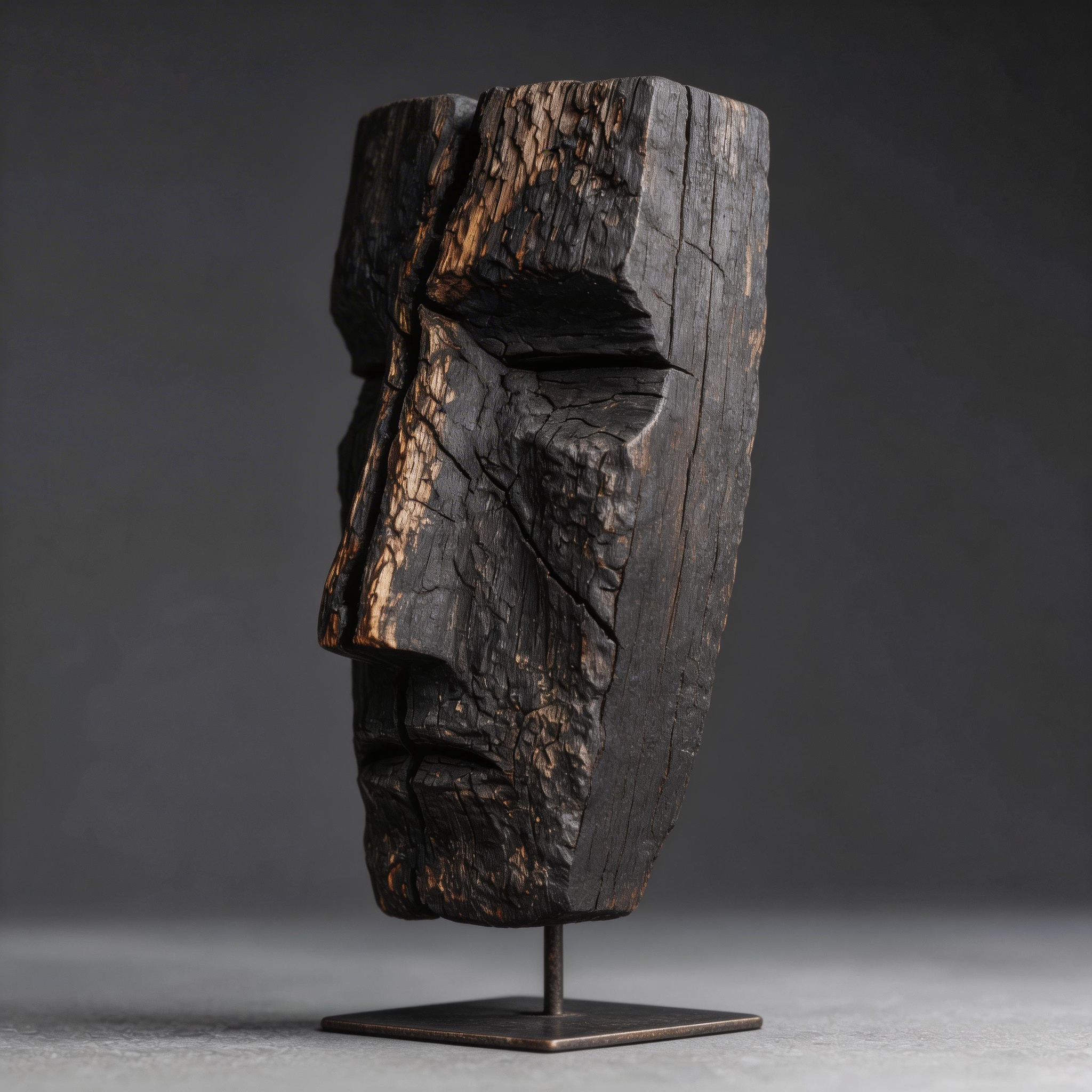 ARBYNART Charred Totem Face Sculpture