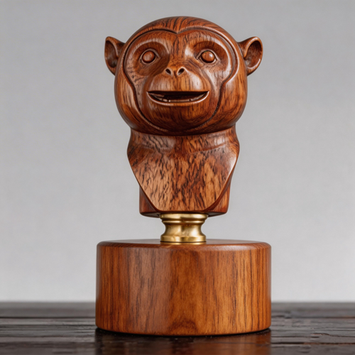 Primate Lignum Sculpture — primate wood sculpture